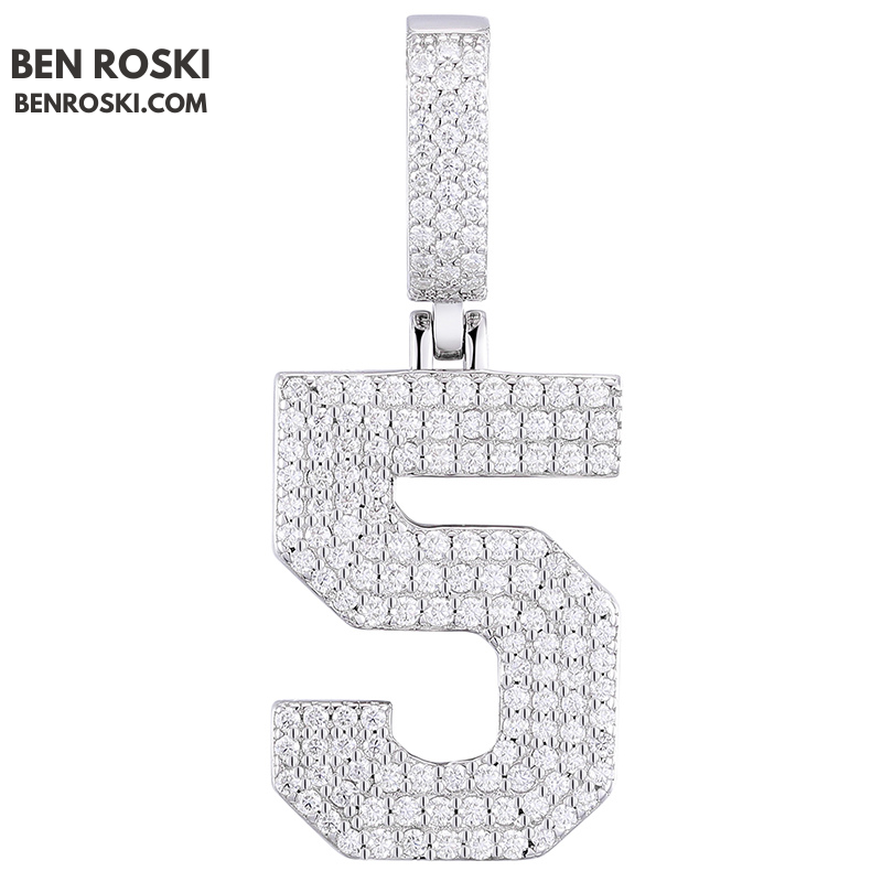 Custom Number Pendant Sterling Silver, Gold, or Rose Gold | VVS Moissanite | GRA Certified