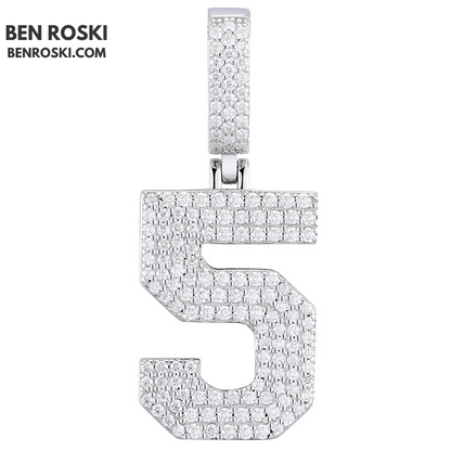 Custom Number Pendant Sterling Silver, Gold, or Rose Gold | VVS Moissanite | GRA Certified