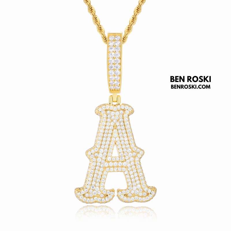 Iced-Out Moissanite Initial Pendant Sterling Silver | Gold, Silver & Rose Gold | VVS Moissanite | GRA Certified