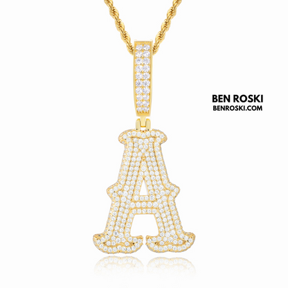 Iced-Out Moissanite Initial Pendant Sterling Silver | Gold, Silver & Rose Gold | VVS Moissanite | GRA Certified