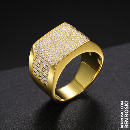 Rectangle Micro-Pavé Moissanite Ring Sterling Silver | Gold & Rose Gold | VVS Moissanite | GRA Certified