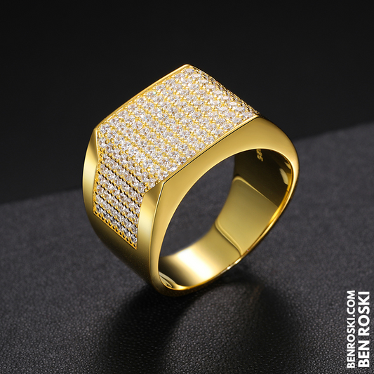 Rectangle Micro-Pavé Moissanite Ring Sterling Silver | Gold & Rose Gold | VVS Moissanite | GRA Certified