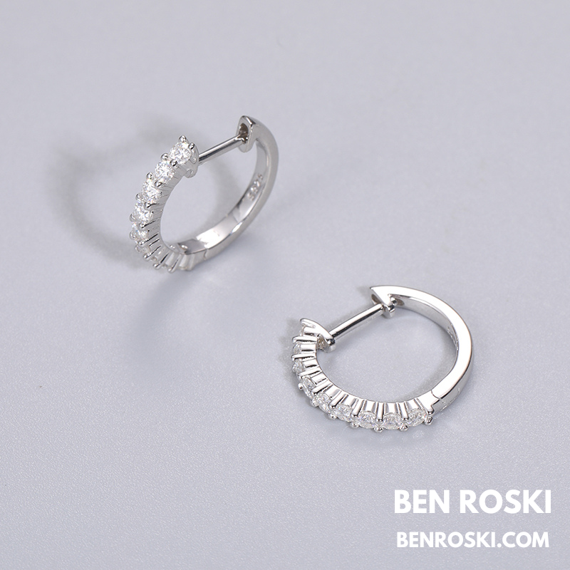 Hoop Earrings Sterling Silver, Gold, or Rose Gold | VVS Moissanite | GRA Certified