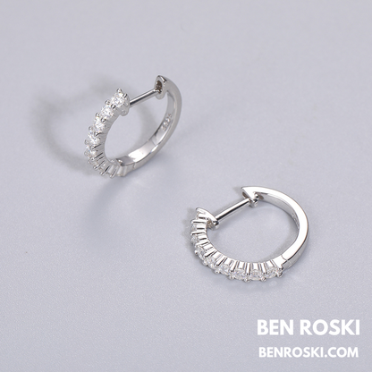 Hoop Earrings Sterling Silver, Gold, or Rose Gold | VVS Moissanite | GRA Certified