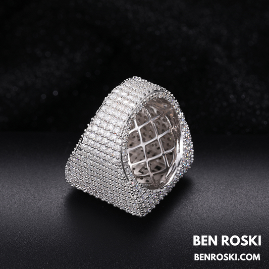 Iced-Out Moissanite Statement Ring Sterling Silver, Gold, Rose Gold & Silver | GRA Certified