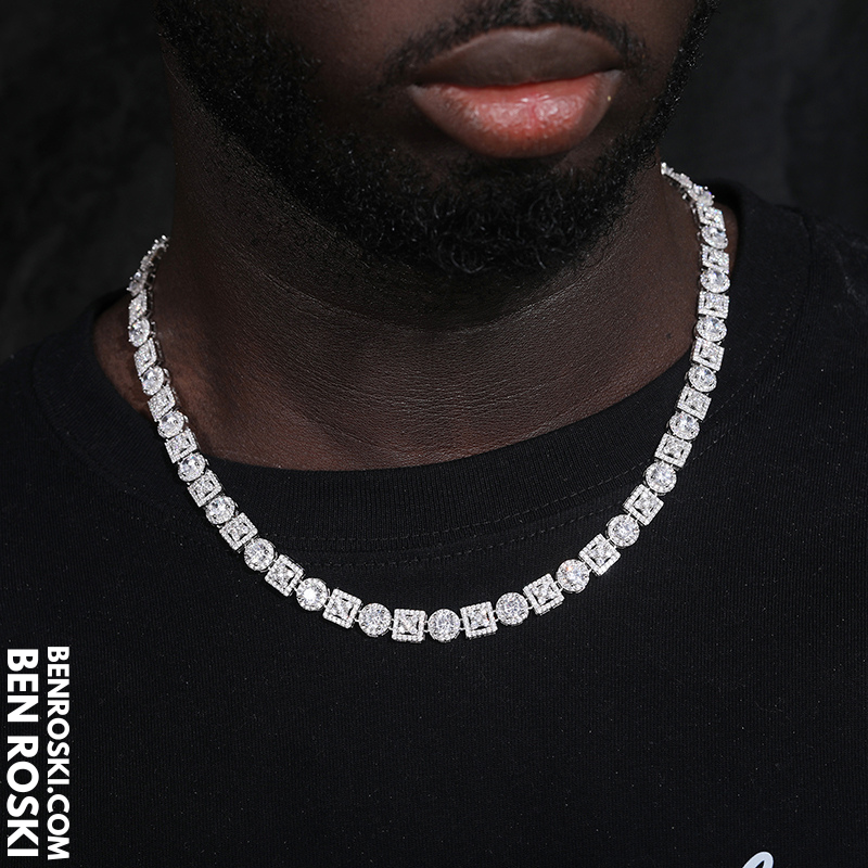 Moissanite Cluster Link Chain Sterling Silver | GRA Certified