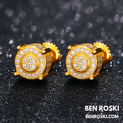 Round Cluster Stud Earrings Sterling Silver, Gold, or Rose Gold | VVS Moissanite | GRA Certified