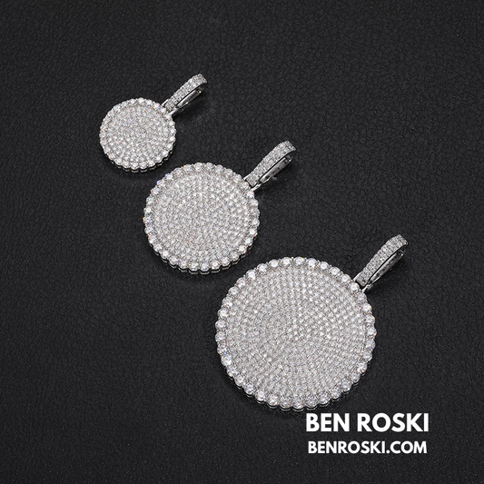 Round Cluster Moissanite Pendant Sterling Silver, Gold & Rose Gold | VVS Moissanite | GRA Certified