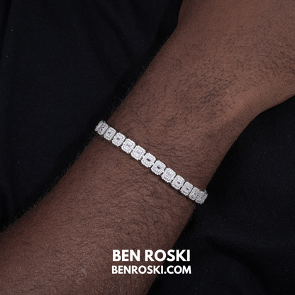 Square Moissanite Cluster Bracelet Sterling Silver | Gold & Rose Gold Plated | GRA Certified