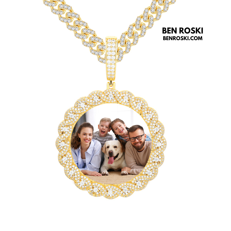 Custom Moissanite Photo Pendant Sterling Silver or Gold/Rose Gold Plated | VVS Moissanite | GRA Certified