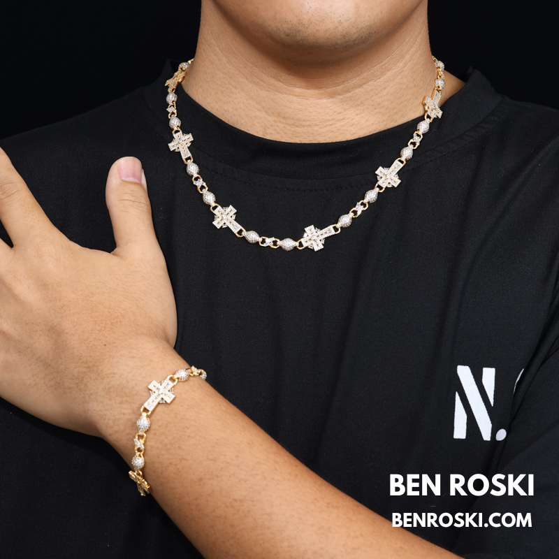 Cross Link Moissanite Necklace Sterling Silver, Gold & Rose Gold | GRA Certified