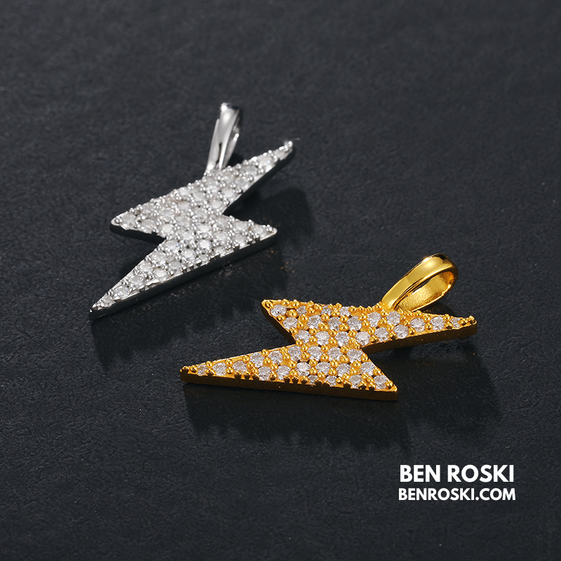Lightning Bolt Moissanite Pendant | Sterling Silver, Gold & Rose Gold | GRA Certified