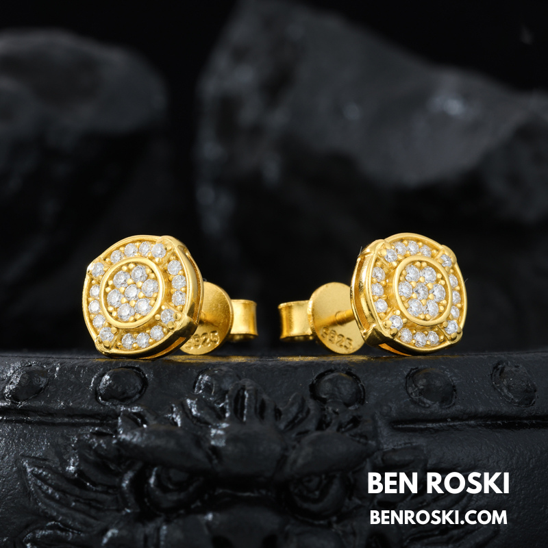 Double Halo Moissanite Stud Earrings Sterling Silver , Gold or Rose Gold Plating | VVS Moissanite | GRA Certified