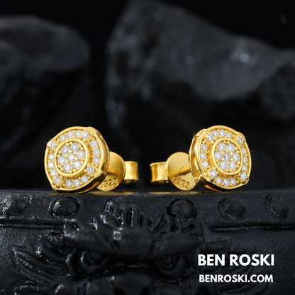 Double Halo Moissanite Stud Earrings Sterling Silver , Gold or Rose Gold Plating | VVS Moissanite | GRA Certified