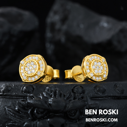 Double Halo Moissanite Stud Earrings Sterling Silver , Gold or Rose Gold Plating | VVS Moissanite | GRA Certified