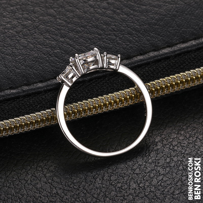 Three-Stone Moissanite Engagement Ring Sterling Silver, Gold & Rose Gold | GRA Certified