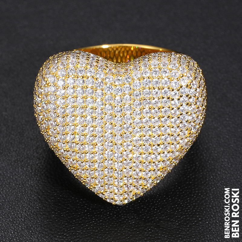 Heart-Shaped Moissanite Statement Ring Sterling Silver with Gold or Rose Gold Plating | VVS Moissanite | GRA Certified