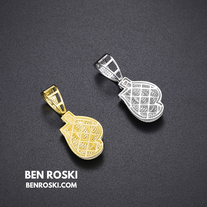 Boxing Gloves Pendant Sterling Silver, Gold & Rose Gold | VVS Moissanite | GRA Certified