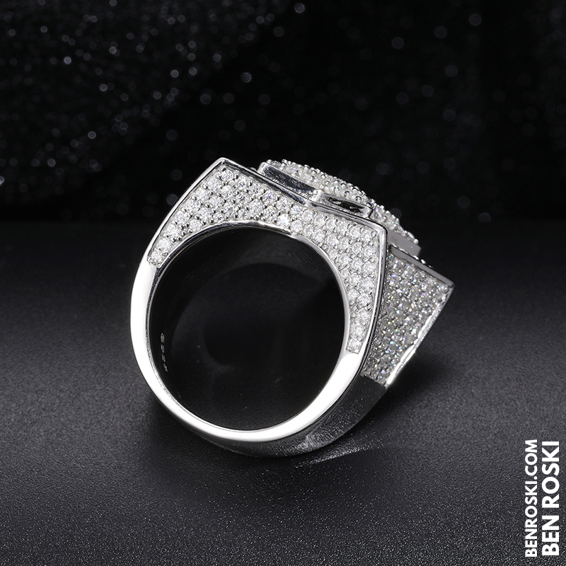 Star Iced-Out Ring Sterling Silver or Gold/Rose Gold Plated | VVS Moissanite | GRA Certified