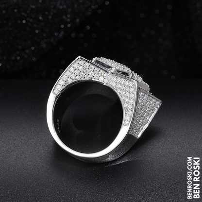 Star Iced-Out Ring Sterling Silver or Gold/Rose Gold Plated | VVS Moissanite | GRA Certified