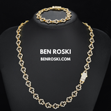 Iced-Out Clover Link Necklace Sterling Silver, Gold & Rose Gold | VVS Moissanite | GRA Certified