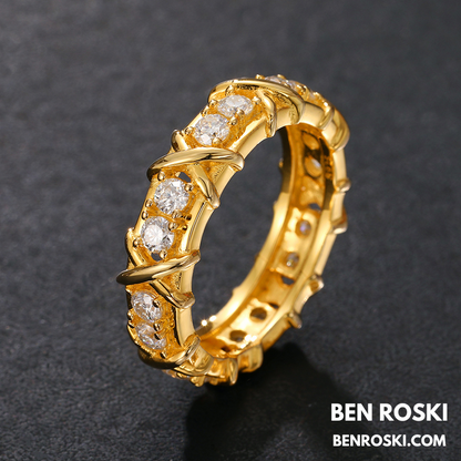 Criss-Cross Eternity Band Stuhrling Silver or Gold & Rose Gold | VVS Moissanite | GRA Certified