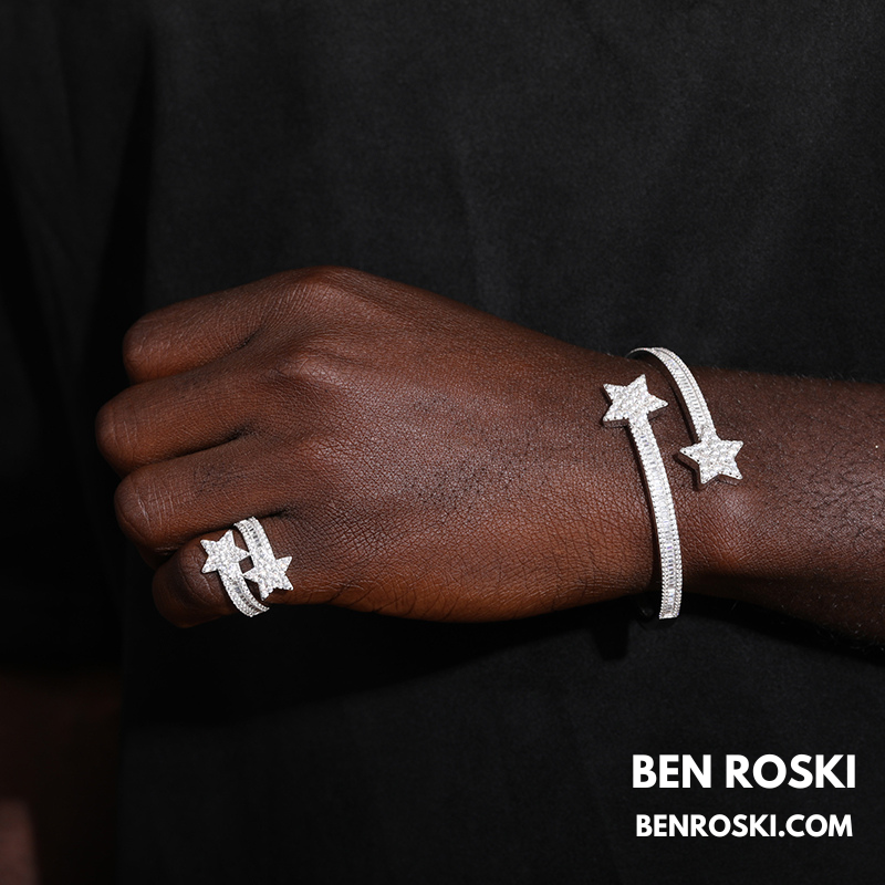 Double Star Moissanite Ring Sterling Silver, Gold & Rose Gold | VVS Moissanite | GRA Certified