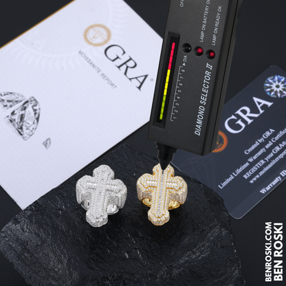 Cross Moissanite Ring Sterling Silver, Gold, or Rose Gold | VVS Moissanite | GRA Certified