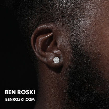 Hexagon Cluster Stud Earrings Sterling Silver, Gold, or Rose Gold Plated | VVS Moissanite | GRA Certified