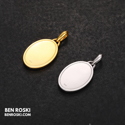 Saint Religious Oval Pendant Sterling Silver, Gold & Rose Gold | VVS Moissanite | GRA Certified
