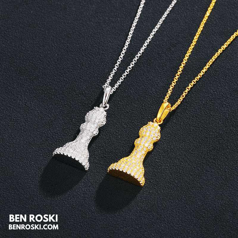 Moissanite Chess Piece Pendant Sterling Silver, Gold, or Rose Gold | VVS1 Moissanite | GRA Certified