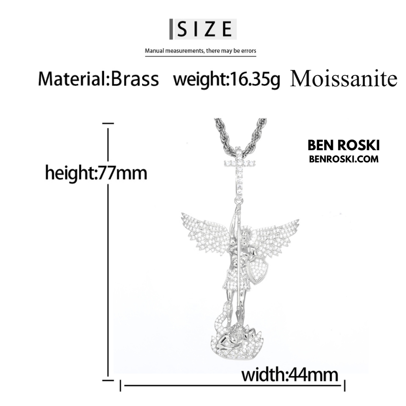 Archangel Michael Pendant – 77MM Height |  VVS1 Moissanite | GRA Certified