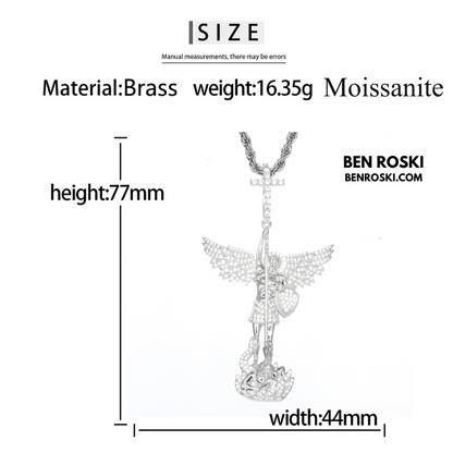 Archangel Michael Pendant – 77MM Height |  VVS1 Moissanite | GRA Certified