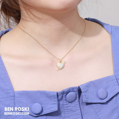 Heart Arrow Moissanite Pendant Sterling Silver, Gold & Rose Gold | VVS Moissanite | GRA Certified