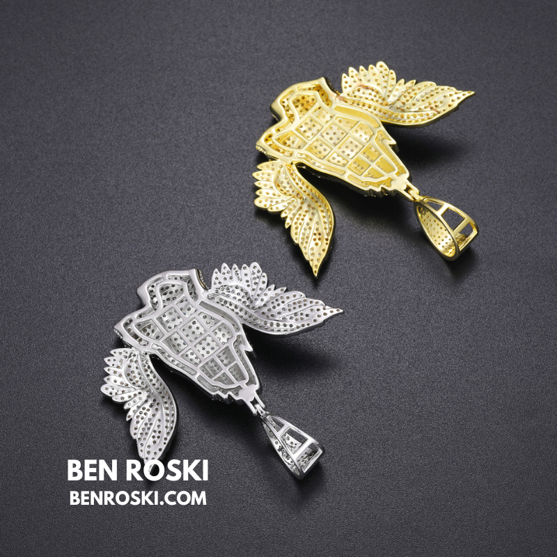 Praying Hands with Wings Pendant Sterling Silver, Gold, or Rose Gold | VVS Moissanite | GRA Certified