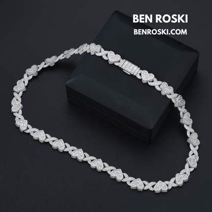 Heart Baguette Moissanite Necklace Sterling Silver, Gold & Rose Gold | GRA Certified