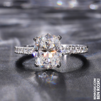 Classic Moissanite Engagement Ring Sterling Silver, Gold, or Rose Gold | VVS1 Moissanite | GRA Certified