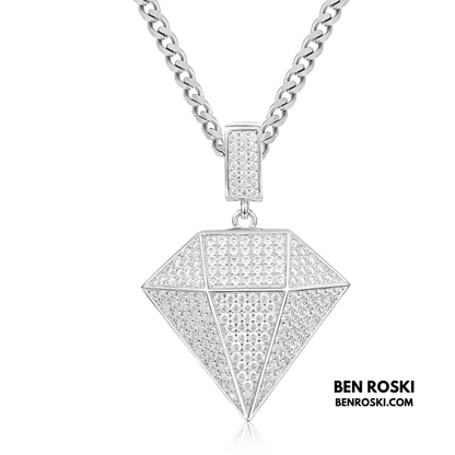 Diamond Shape Moissanite Pendant Sterling Silver, Gold / Rose Gold Plated | GRA Certified