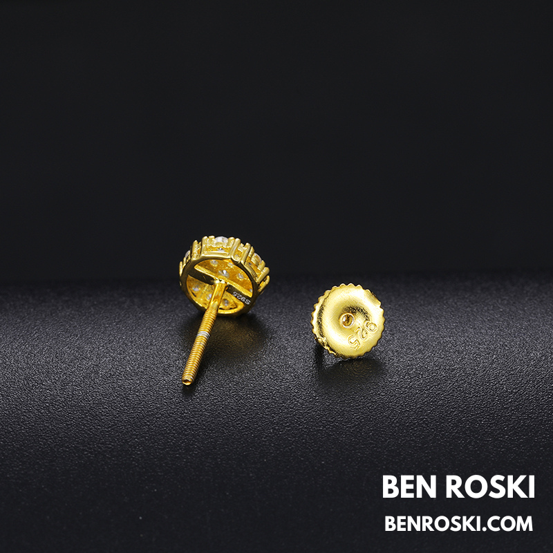 Round Cluster Stud Earrings Sterling Silver, Gold & Rose Gold | VVS Moissanite | GRA Certified