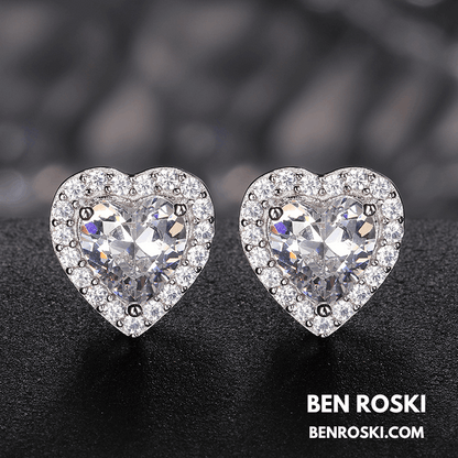Heart Moissanite Stud Earrings Sterling Silver, Gold, or Rose Gold | VVS1 Moissanite | GRA Certified
