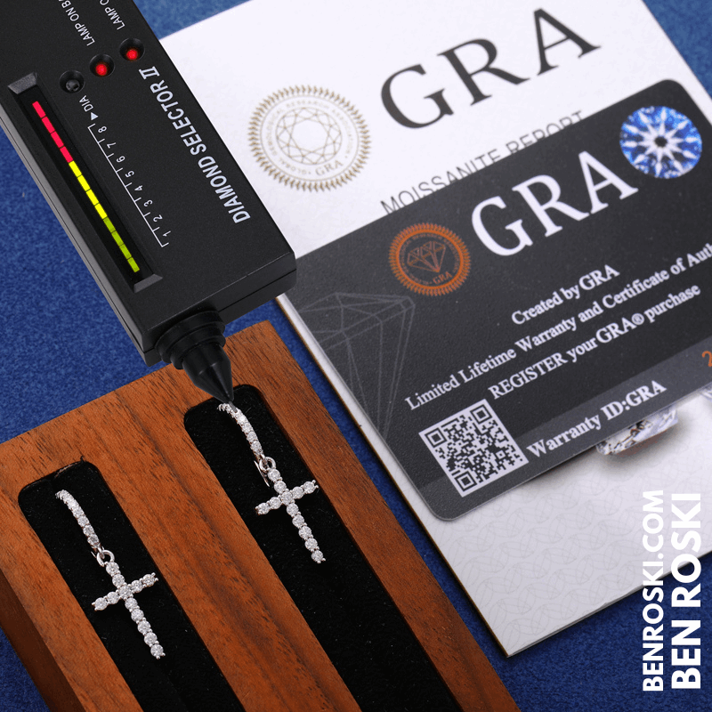 Moissanite Cross Hoop Earrings Sterling Silver, Gold, or Rose Gold | VVS Moissanite | GRA Certified