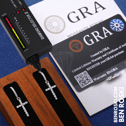 Moissanite Cross Hoop Earrings Sterling Silver, Gold, or Rose Gold | VVS Moissanite | GRA Certified