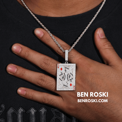 King of Diamonds Pendant – Playing Card Shape | VVS1 Moissanite | GRA Certified