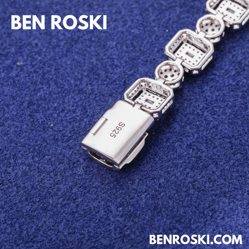 Square Cluster Link Bracelet – 8MM Width | VVS1 Moissanite | GRA Certified