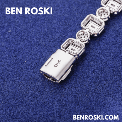 Square Cluster Link Bracelet – 8MM Width | VVS1 Moissanite | GRA Certified