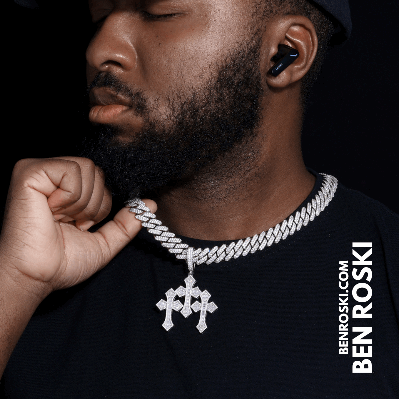 Triple Cross Moissanite Pendant – 69MM Height | VVS1 Moissanite | GRA Certified