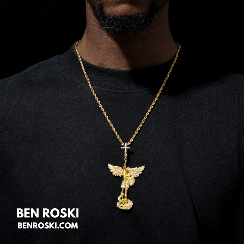 Archangel Michael Pendant – 77MM Height |  VVS1 Moissanite | GRA Certified