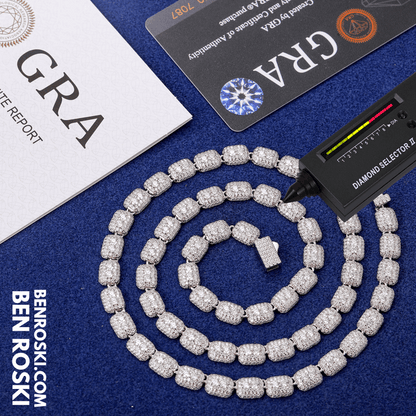 Cushion Link Moissanite Chain – 7MM Width | 22 Inch | 34.17g | GRA Certified