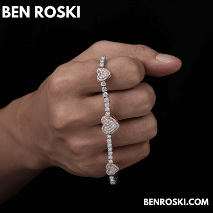 Heart Moissanite Tennis Bracelet – 12MM | 7–8 Inch | 12.28g | S925 Silver, Gold, or Rose Gold | VVS1 Moissanite | GRA Certified