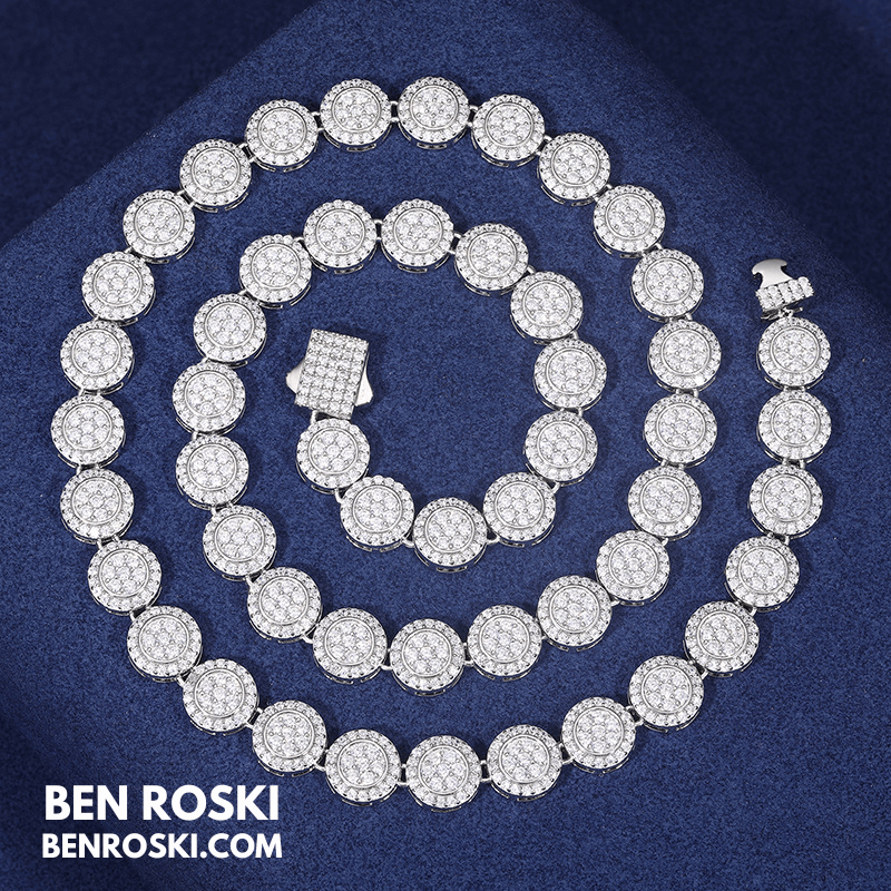 Round Cluster Moissanite Chain – 9MM Width | 20 Inch | 48.55g | GRA Certified